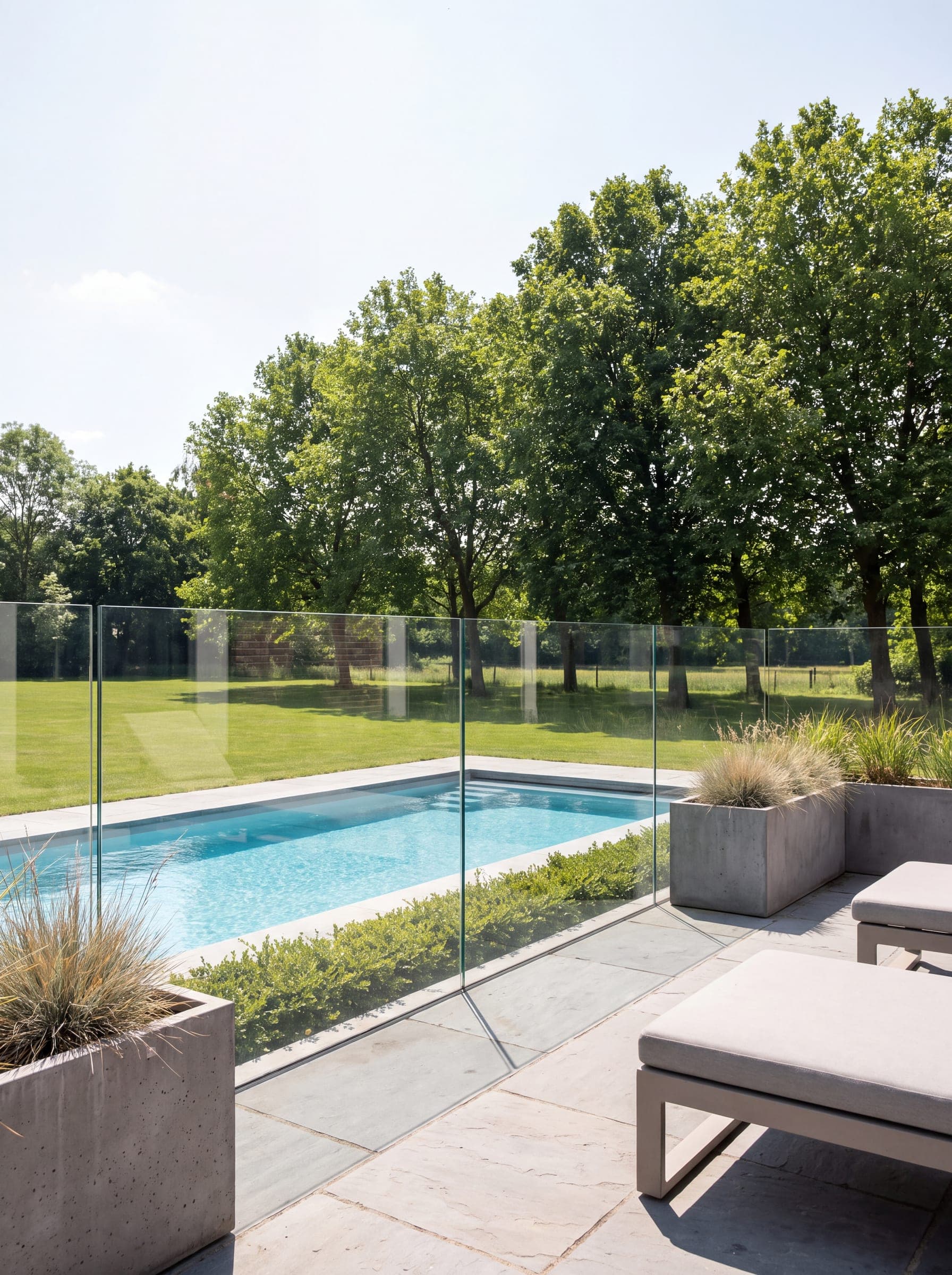 Illustration : Clôture de piscine en verre